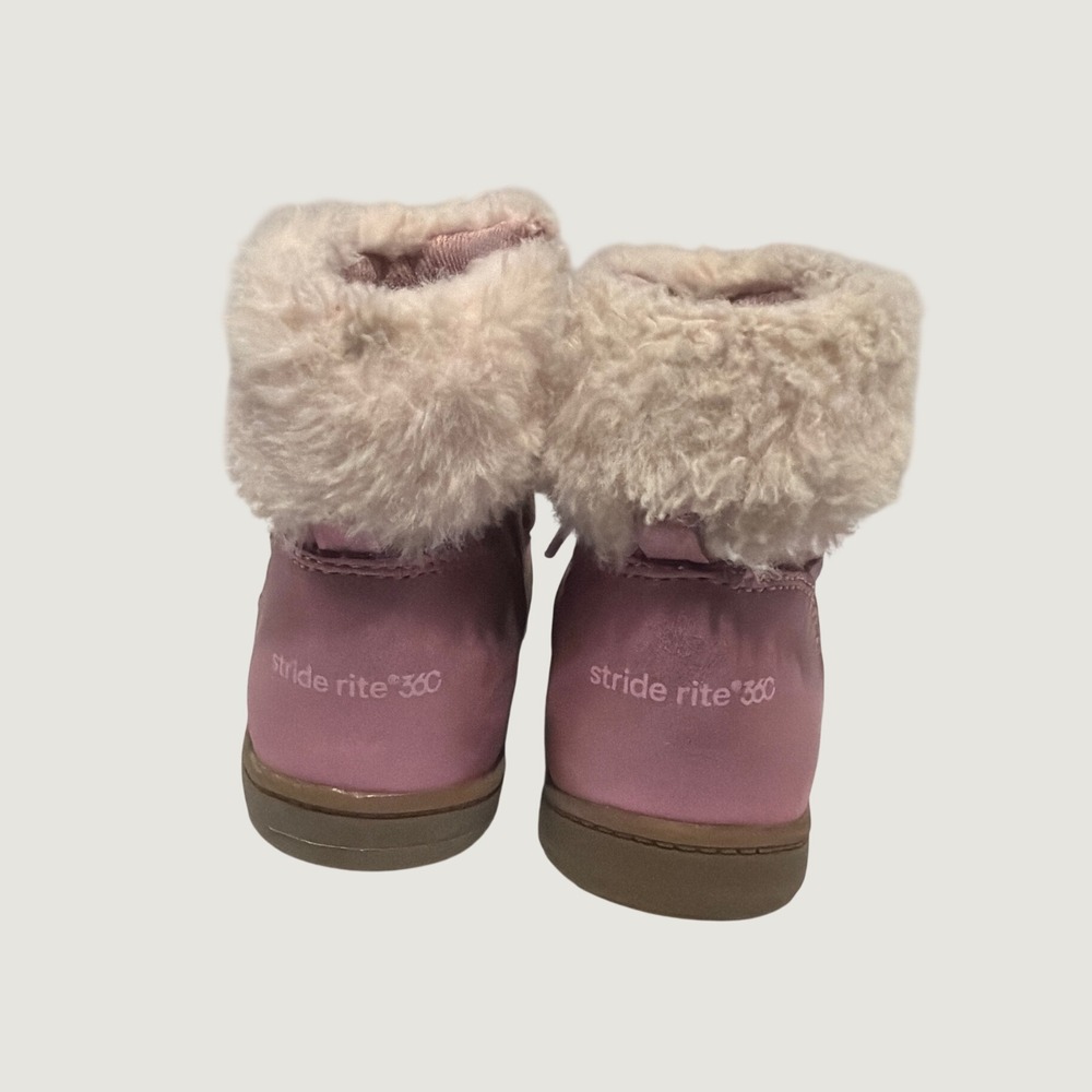 Stride Rite 360 Spruce Pink Metallic Star Faux Fur Winter Boots Kids 7M KG009902 - Picture 4 of 8